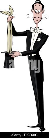 Magician pulling ears of the cylinder vector illustration Stock Vector