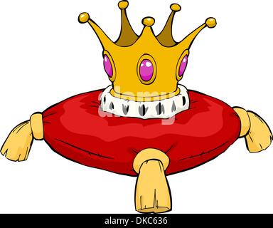 The crown on a red cushion vector illustration Stock Vector