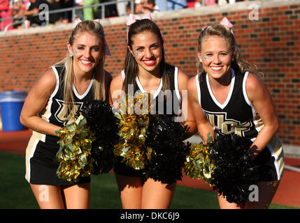 Oct. 15, 2011 - Dallas, Texas, United States of America - The UCF Knights cheerleaders cheer for their team during the game between SMU Mustangs and the UCF Knights at Ford Stadium in Dallas, Texas. SMU beat UCF 38-17. (Credit Image: © Matt Pearce/Southcreek/ZUMAPRESS.com) Stock Photo