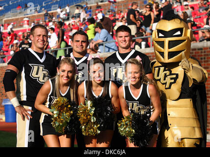 Oct. 15, 2011 - Dallas, Texas, United States of America - The UCF Knights cheerleaders cheer for their team during the game between SMU Mustangs and the UCF Knights at Ford Stadium in Dallas, Texas. SMU beat UCF 38-17. (Credit Image: © Matt Pearce/Southcreek/ZUMAPRESS.com) Stock Photo