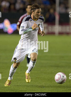 Oct. 16, 2011 - Los Angeles, California, U.S. - CARSON, CA - JANUARY 22, 2011: David Beckham #23 of the Los Angeles Galaxy controls the ball against Chivas USA during the MLS match at The Home Depot Center on October 16, 2011 in Carson, California. The Galaxy defeated Chivas USA 1-0. (Credit Image: © Ringo Chiu/ZUMAPRESS.com) Stock Photo