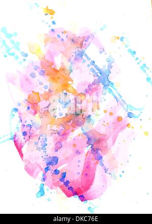 Abstract background, watercolor, beautiful hand painted on a paper. Pink, red, orange, violet, yellow, green Stock Vector