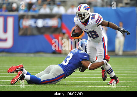 Oct 16, 2011; East Rutherford, NJ, USA; Buffalo Bills running back C.J.  Spiller (28) lines up for a play against the New York Giants during the  third quarter at MetLife Stadium. New