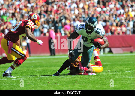 Oct. 16, 2011 - Landover, Maryland, United States of America - NFL game action at FedEx Field, Philadelphia Eagles wide receiver Jason Avant (81) with pass reception. final score;  Redskins 13 Eagles 20 (Credit Image: © Roland Pintilie/Southcreek/ZUMAPRESS.com) Stock Photo