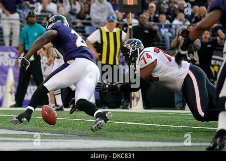 Oct. 16, 2011 - Baltimore, Maryland, U.S - Baltimore Ravens mascot Poe  takes a tumble before an NFL game between the Baltimore Ravens and the  Houston Texans, The Ravens defeated the texans