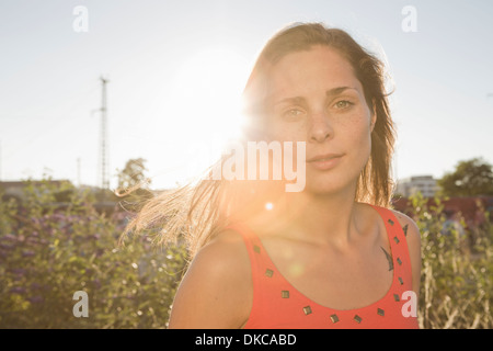 Portrait of sultry young woman Stock Photo