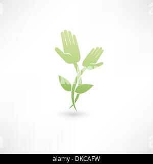 Eco hand icon Stock Vector