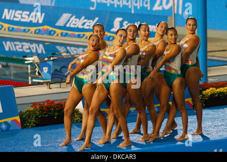 Oct. 19, 2011 - Guadalajara, Mexico - Colombia poses for the crowd and judges before the team technical routine preliminary in synchronized swimming at the 2011 Pan American Games in Guadalajara, Mexico..(Credit Image: © Jeremy Breningstall/ZUMAPRESS.com) Stock Photo