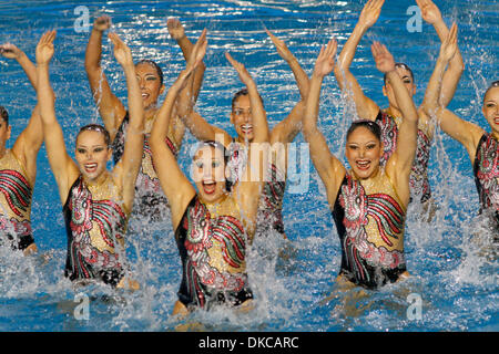 Oct. 19, 2011 - Guadalajara, Mexico - Mexico's team performs in the team technical routine preliminary in synchronized swimming at the 2011 Pan American Games in Guadalajara, Mexico. (Credit Image: © Jeremy Breningstall/ZUMAPRESS.com) Stock Photo