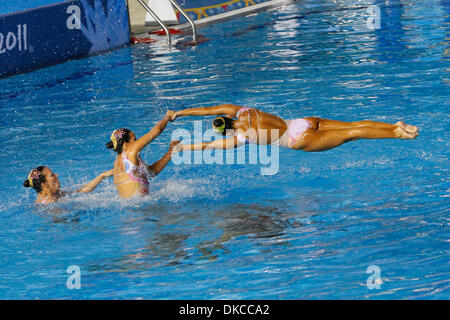 Oct. 21, 2011 - Guadalajara, Mexico - Colombia's synchronized swimming team performs during the team free routine finals at the 2011 Pan American Games. (Credit Image: © Jeremy Breningstall/ZUMAPRESS.com) Stock Photo