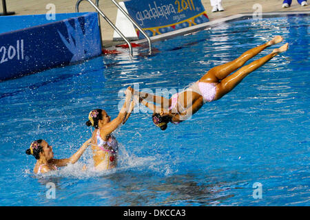 Oct. 21, 2011 - Guadalajara, Mexico - Colombia's synchronized swimming team performs during the team free routine finals at the 2011 Pan American Games. (Credit Image: © Jeremy Breningstall/ZUMAPRESS.com) Stock Photo