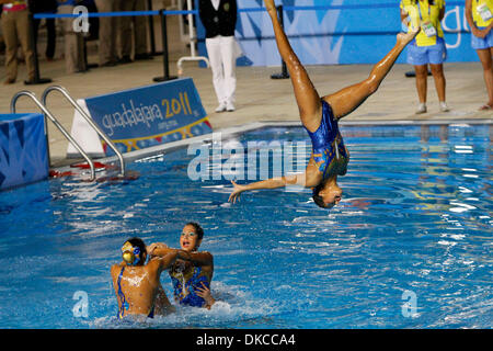 Oct. 21, 2011 - Guadalajara, Mexico - Aruba's synchronized swimming team performs during the team free routine finals at the 2011 Pan American Games. (Credit Image: © Jeremy Breningstall/ZUMAPRESS.com) Stock Photo