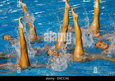 Oct. 21, 2011 - Guadalajara, Mexico - Colombia's synchronized swimming team performs during the team free routine finals at the 2011 Pan American Games. (Credit Image: © Jeremy Breningstall/ZUMAPRESS.com) Stock Photo