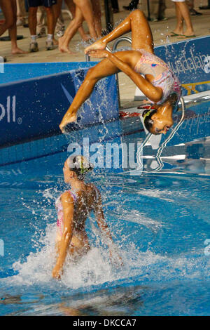 Oct. 21, 2011 - Guadalajara, Mexico - Colombia's synchronized swimming team performs during the team free routine finals at the 2011 Pan American Games. (Credit Image: © Jeremy Breningstall/ZUMAPRESS.com) Stock Photo