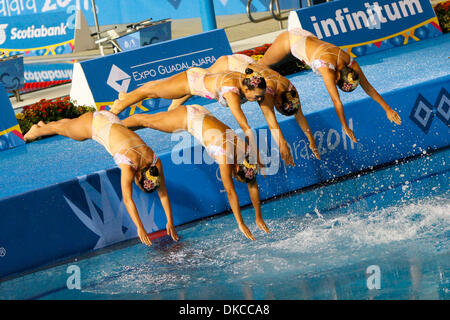 Oct. 21, 2011 - Guadalajara, Mexico - Colombia's synchronized swimming team performs during the team free routine finals at the 2011 Pan American Games. (Credit Image: © Jeremy Breningstall/ZUMAPRESS.com) Stock Photo