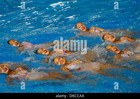 Oct. 21, 2011 - Guadalajara, Mexico - Colombia's synchronized swimming team performs during the team free routine finals at the 2011 Pan American Games. (Credit Image: © Jeremy Breningstall/ZUMAPRESS.com) Stock Photo