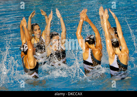 Oct. 21, 2011 - Guadalajara, Mexico - Brazil's synchronized swimming team performs during the team free routine finals at the 2011 Pan American Games. The Brazilian team won the bronze medal. (Credit Image: © Jeremy Breningstall/ZUMAPRESS.com) Stock Photo