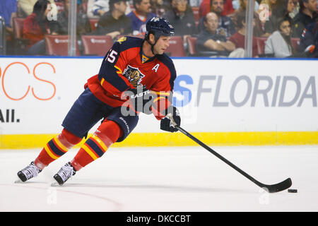 Oct. 21, 2011 - Sunrise, Florida, United States of America - Florida Panthers defenseman Ed Jovanovski (55) handles the puck in action during the first period played in the Bank Atlantic Center in Sunrise, FL. (Credit Image: © Ben Hicks/Southcreek/ZUMAPRESS.com) Stock Photo