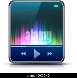 Vector illustration of cool detailed icon representing glossy media player. Stock Vector