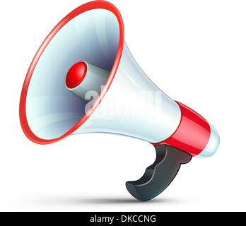 Vector illustration of cool detailed megaphone icon isolated on white background. Stock Vector