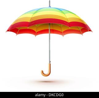 Vector illustration of classic elegant opened multicolored umbrella isolated on white background. Stock Vector