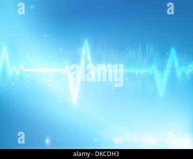 Vector illustration of electrocardiogram line on blue soft background Stock Vector