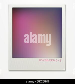 Vector illustration of blank retro polaroid photo frame over soft background with color correction layer for vintage faded look  Stock Vector