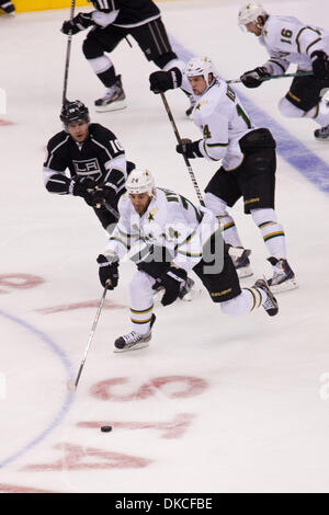 Oct. 22, 2011 - Los Angeles, California, U.S - Dallas Stars (24) Eric Nystrom breaks away with the puck as LA Kings (10) Mike Richards chases after him.  The Kings and Stars are tied 0-0 after the 2nd period. (Credit Image: © Josh Chapel/Southcreek/ZUMAPRESS.com) Stock Photo