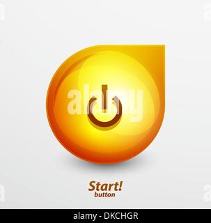 Yellow orange power button. Vector icon Stock Vector