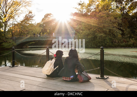 Park Slope, one of the most vibrant neighborhoods in Brooklyn, and the exceptional beauty of Prospect Park during Fall season Stock Photo