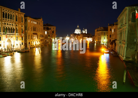 Night time view of grand canal, Venice, Italy