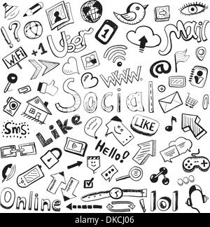 Set of vector hand drawn icons Stock Vector