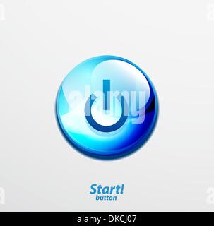Glossy Power | start button. Vector icon Stock Vector