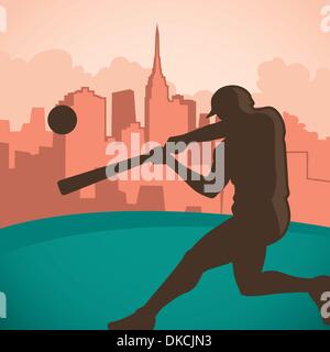 Baseball player silhouette Stock Vector