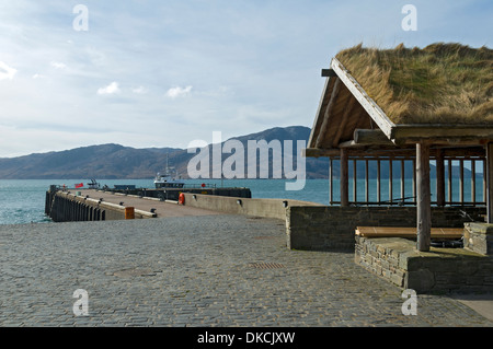 The jetty and passenger shelter at Inverie on the Knoydart Peninsula, Highland Region, Scotland, UK Stock Photo