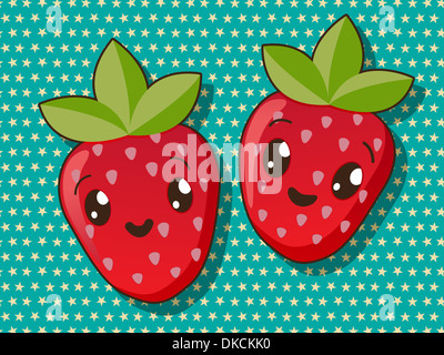Cute strawberries doodle sticker vector | free image by rawpixel.com / Mind  | Strawberry drawing, Cute strawberry, Doodles