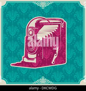 Vintage background with old camera Stock Vector