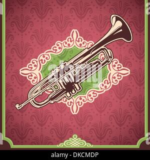 Vintage illustration with trumpet Stock Vector