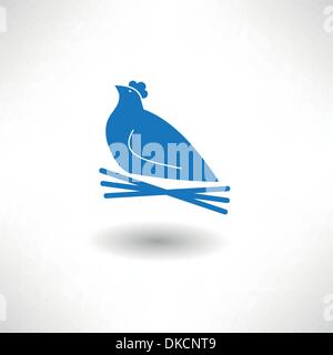 Hen sitting on a nest Stock Vector
