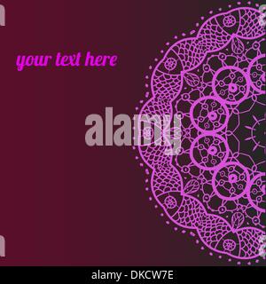 Ornate ornamental indian half mandala frame for text in pink color. Perfect as invitation or announcement. Easy to change colors Stock Vector