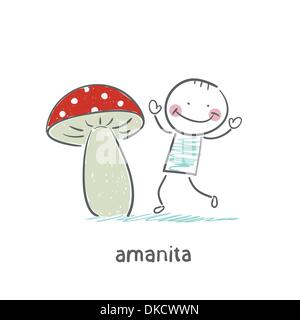 Amanita and man Stock Vector