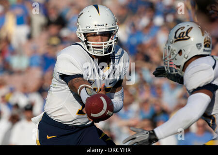 Oct. 29, 2011 - Pasadena, California, U.S - California Golden Bears quarterback Zach Maynard #15 hands the ball off during the NCAA Football game between the California Golden Bears and the UCLA Bruins at the Rose Bowl. (Credit Image: © Brandon Parry/Southcreek/ZUMAPRESS.com) Stock Photo