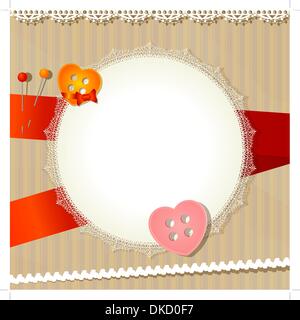 Vintage background with lace cloth and buttons Stock Vector