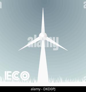 Abstract background with grass and windmill Stock Vector