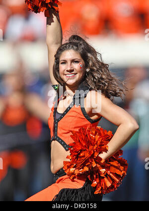 Oct. 29, 2011 - Stillwater, Oklahoma, United States of America - Oklahoma State Cowboys cheerleaders in action during the game between the Baylor Bears and the Oklahoma State Cowboys at the Boone Pickens Stadium in Stillwater, OK. Oklahoma State defeats Baylor 59 to 24. (Credit Image: © Dan Wozniak/Southcreek/ZUMAPRESS.com) Stock Photo