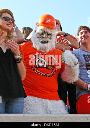 Oct. 29, 2011 - Stillwater, Oklahoma, United States of America - Oklahoma State Cowboys fans in action during the game between the Baylor Bears and the Oklahoma State Cowboys at the Boone Pickens Stadium in Stillwater, OK. Oklahoma State defeats Baylor 59 to 24. (Credit Image: © Dan Wozniak/Southcreek/ZUMAPRESS.com) Stock Photo