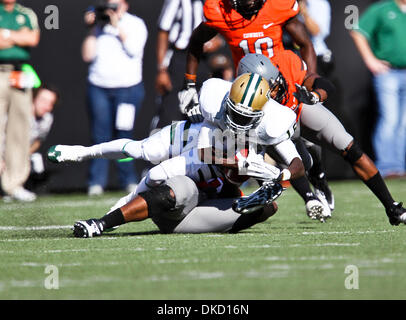 Oct. 29, 2011 - Stillwater, Oklahoma, United States of America - Baylor Bears wide receiver Tevin Reese (16) in action during the game between the Baylor Bears and the Oklahoma State Cowboys at the Boone Pickens Stadium in Stillwater, OK. Oklahoma State defeats Baylor 59 to 24. (Credit Image: © Dan Wozniak/Southcreek/ZUMAPRESS.com) Stock Photo