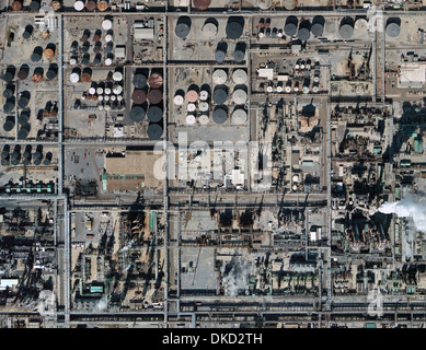 aerial above ExxonMobil refinery Baton Rouge, Louisiana LA Stock Photo