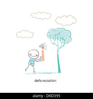felling trees Stock Vector
