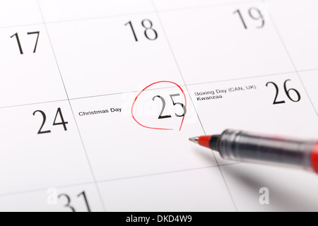 A date circled on a calendar Stock Photo